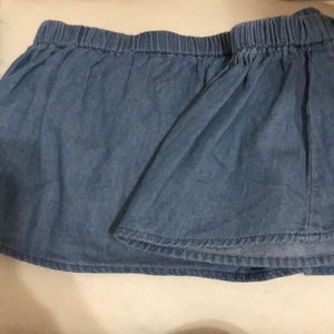 Denim cropped off the shoulder top